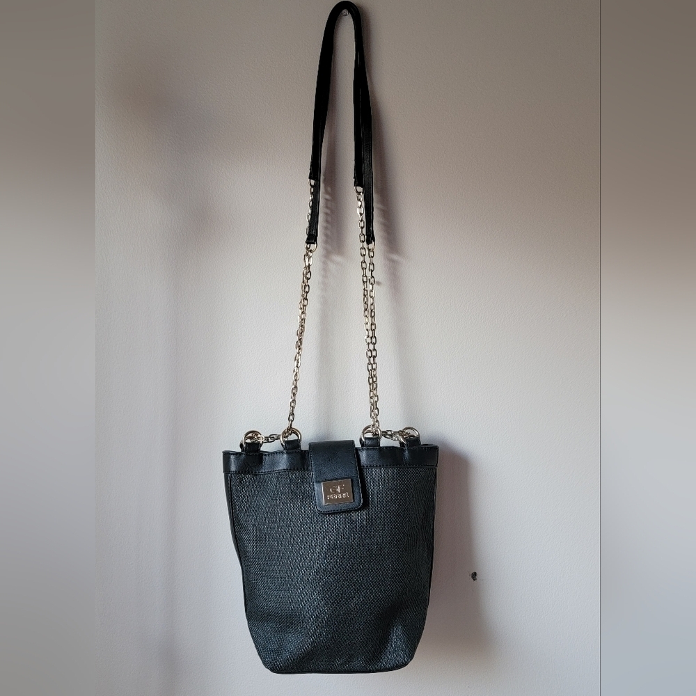 Gianfranco Ferre Black and Silver Shoulder Bag